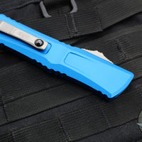 Microtech Combat Troodon Gen III OTF Knife- Single Edge- Blue Handle- Apocalyptic Blade 1143-10 APBL Gen III 2024