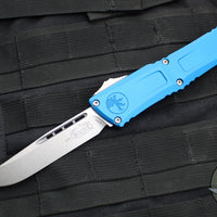 Microtech Combat Troodon Gen III OTF Knife- Single Edge- Blue Handle- Stonewash Blade 1143-10 BL Gen III 2024