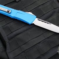 Microtech Combat Troodon Gen III OTF Knife- Single Edge- Blue Handle- Stonewash Blade 1143-10 BL Gen III 2024