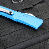 Microtech Combat Troodon Gen III OTF Knife- Single Edge- Blue Handle- Stonewash Blade 1143-10 BL Gen III 2024