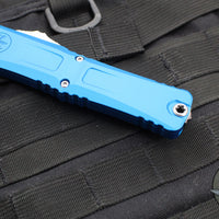 Microtech Combat Troodon Gen III OTF Knife- Single Edge- Blue Handle- Stonewash Blade 1143-10 BL Gen III 2024