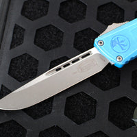 Microtech Combat Troodon Gen III OTF Knife- Single Edge- Marbled Blue Handle- Apocalyptic Blade 1143-10 MBL Gen III