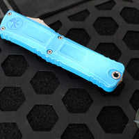 Microtech Combat Troodon Gen III OTF Knife- Single Edge- Marbled Blue Handle- Apocalyptic Blade 1143-10 MBL Gen III