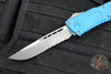 Microtech Combat Troodon Gen III OTF Knife- Single Edge- Blue Handle- Apocalyptic Part Serrated Blade 1143-11 APBL Gen III 2024