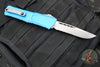 Microtech Combat Troodon Gen III OTF Knife- Single Edge- Blue Handle- Apocalyptic Part Serrated Blade 1143-11 APBL Gen III 2024