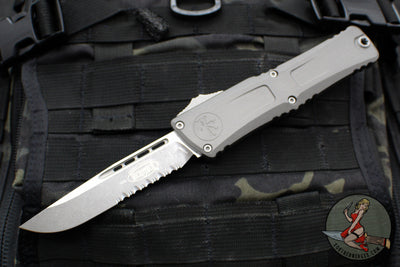 Microtech Combat Troodon Gen III OTF Knife- Single Edge- Natural Clear Finished Handle- Apocalyptic Part Serrated Blade 1143-11 APNC Gen III 2024