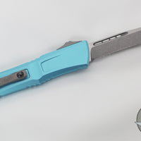 Microtech Combat Troodon Gen III OTF Knife- Single Edge- Turquoise Handle- Apocalyptic Part Serrated Blade 1143-11 APTQ Gen III