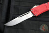 Microtech Combat Troodon Gen III OTF Knife- Single Edge- Red Handle- Stonewash Part Serrated Blade 1143-11 RD Gen III 2024