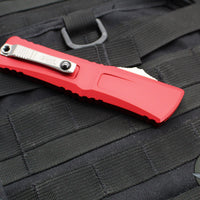 Microtech Combat Troodon Gen III OTF Knife- Single Edge- Red Handle- Stonewash Part Serrated Blade 1143-11 RD Gen III 2024