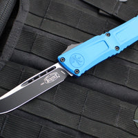 Microtech Combat Troodon Gen III OTF Knife- Single Edge- Blue Handle- Black Plain Edge Blade 1143-1 BL Gen III 2024