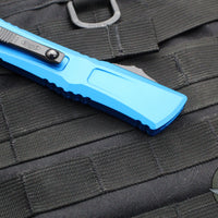 Microtech Combat Troodon Gen III OTF Knife- Single Edge- Blue Handle- Black Plain Edge Blade 1143-1 BL Gen III