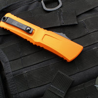 Microtech Combat Troodon Gen III OTF Knife- Single Edge- Orange Handle- Black Plain Edge Blade 1143-1 OR Gen III