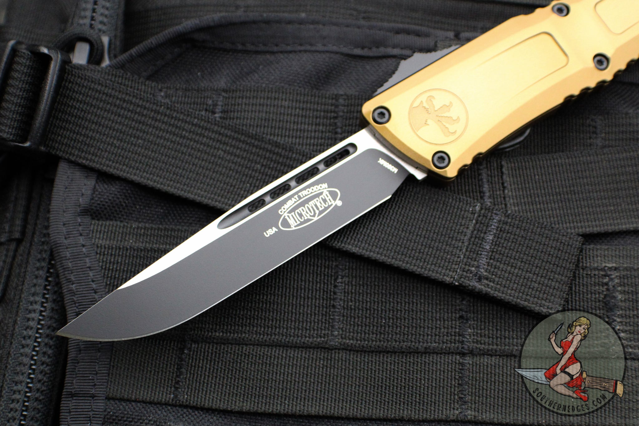 Microtech Combat Troodon Gen III OTF Knife- Single Edge- Tan Handle- B ...