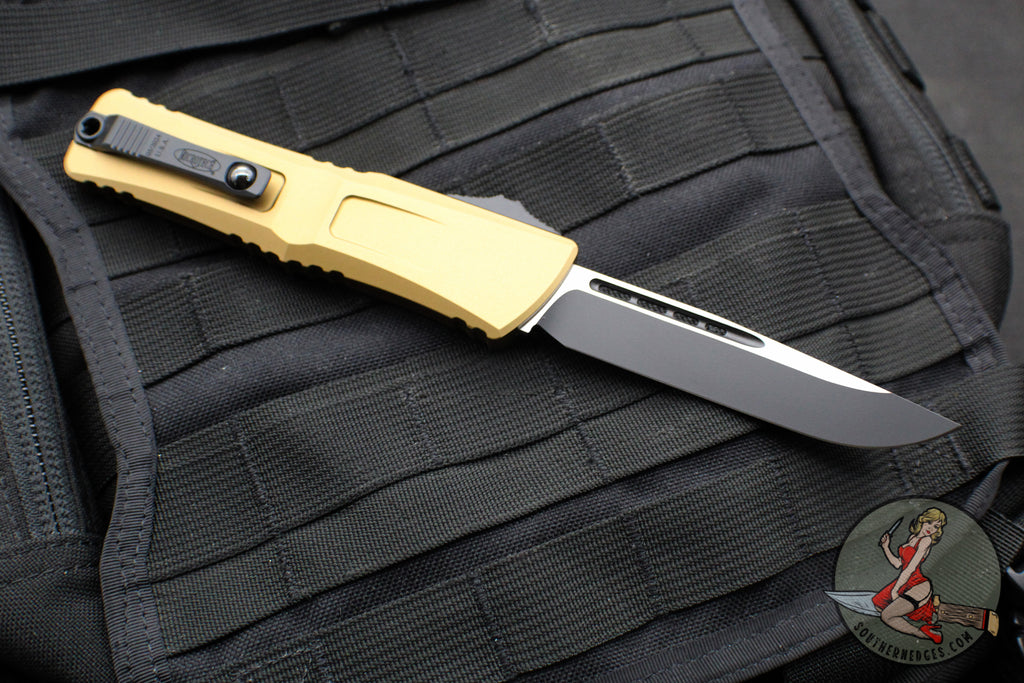 Microtech Combat Troodon Gen III OTF Knife- Single Edge- Tan Handle- B ...