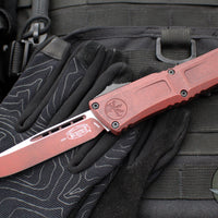 Microtech Combat Troodon Gen III OTF Knife- Single Edge- Weathered Crimson Red Handle And Plain Edge Blade 1143-1 WCM Gen III
