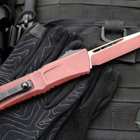 Microtech Combat Troodon Gen III OTF Knife- Single Edge- Weathered Crimson Red Handle And Plain Edge Blade 1143-1 WCM Gen III