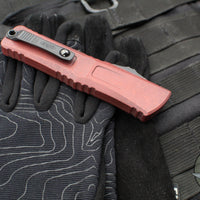 Microtech Combat Troodon Gen III OTF Knife- Single Edge- Weathered Crimson Red Handle And Plain Edge Blade 1143-1 WCM Gen III