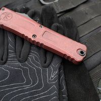Microtech Combat Troodon Gen III OTF Knife- Single Edge- Weathered Crimson Red Handle And Plain Edge Blade 1143-1 WCM Gen III