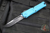 Microtech Combat Troodon Gen III OTF Knife- Single Edge- Blue Handle- Black Part Serrated Edge Blade 1143-2 BL Gen III 2024