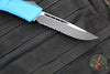 Microtech Combat Troodon Gen III OTF Knife- Single Edge- Blue Handle- Black Part Serrated Edge Blade 1143-2 BL Gen III 2024