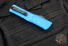 Microtech Combat Troodon Gen III OTF Knife- Single Edge- Blue Handle- Black Part Serrated Edge Blade 1143-2 BL Gen III 2024