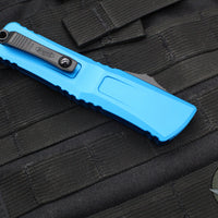 Microtech Combat Troodon Gen III OTF Knife- Single Edge- Blue Handle- Black Part Serrated Edge Blade 1143-2 BL Gen III 2024