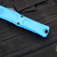 Microtech Combat Troodon Gen III OTF Knife- Single Edge- Blue Handle- Black Part Serrated Edge Blade 1143-2 BL Gen III 2024