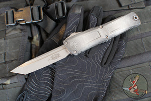 Microtech Combat Troodon Gen III OTF Knife- Tanto Edge- Weathered Metal Finished Handle- Apocalyptic Blade 1144-10 APWME Gen III