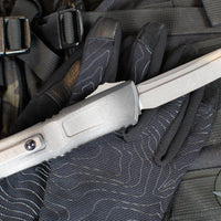 Microtech Combat Troodon Gen III OTF Knife- Tanto Edge- Weathered Metal Finished Handle- Apocalyptic Blade 1144-10 APWME Gen III