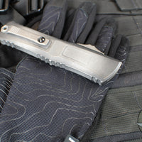 Microtech Combat Troodon Gen III OTF Knife- Tanto Edge- Weathered Metal Finished Handle- Apocalyptic Blade 1144-10 APWME Gen III