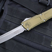 Microtech Combat Troodon Gen III OTF Knife- Tanto Edge- OD Green Handle- Apocalyptic Part Serrated Blade 1144-11 APOD Gen III 2024