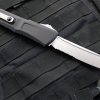 Microtech Combat Troodon Gen III OTF Knife- Tanto Edge- Black Handle- Stonewash Part Serrated Blade 1144-11 Gen III 2024