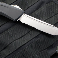 Microtech Combat Troodon Gen III OTF Knife- Tanto Edge- Black Handle- Stonewash Part Serrated Blade 1144-11 Gen III 2024