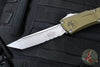 Microtech Combat Troodon Gen III OTF Knife- Tanto Edge- OD Green Finished Handle- Stonewash Part Serrated Blade 1144-11 OD Gen III