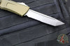 Microtech Combat Troodon Gen III OTF Knife- Tanto Edge- OD Green Finished Handle- Stonewash Part Serrated Blade 1144-11 OD Gen III