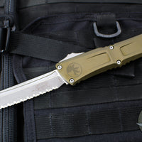 Microtech Combat Troodon Gen III OTF Knife- Tanto Edge- OD Green Handle- Apocalyptic Full Serrated Blade 1144-12 APOD Gen III