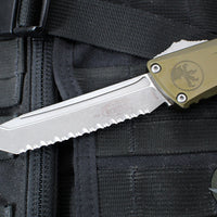 Microtech Combat Troodon Gen III OTF Knife- Tanto Edge- OD Green Handle- Apocalyptic Full Serrated Blade 1144-12 APOD Gen III