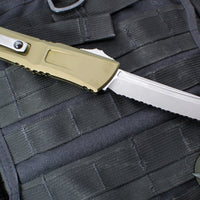 Microtech Combat Troodon Gen III OTF Knife- Tanto Edge- OD Green Handle- Apocalyptic Full Serrated Blade 1144-12 APOD Gen III