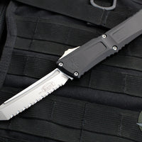 Microtech Combat Troodon Gen III OTF Knife- Tanto Edge- Black Handle- Stonewash Full Serrated Blade 1144-12 Gen III 2024