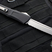 Microtech Combat Troodon Gen III OTF Knife- Tanto Edge- Black Handle- Stonewash Full Serrated Blade 1144-12 Gen III 2024