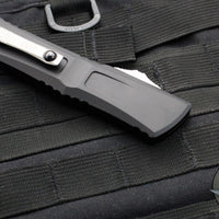 Microtech Combat Troodon Gen III OTF Knife- Tanto Edge- Black Handle- Stonewash Full Serrated Blade 1144-12 Gen III 2024