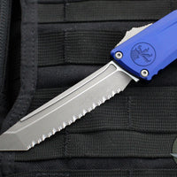 Microtech Combat Troodon Gen III OTF Knife- Tanto Edge- Navy Blue Handle- Apocalyptic Full Serrated Blade 1144-12 APNA Gen III 2024