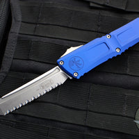 Microtech Combat Troodon Gen III OTF Knife- Tanto Edge- Navy Blue Handle- Stonewash Full Serrated Blade 1144-12 NA Gen III 2024