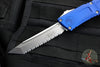 Microtech Combat Troodon Gen III OTF Knife- Tanto Edge- Navy Blue Handle- Stonewash Full Serrated Blade 1144-12 NA Gen III 2024