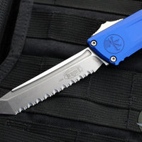 Microtech Combat Troodon Gen III OTF Knife- Tanto Edge- Navy Blue Handle- Stonewash Full Serrated Blade 1144-12 NA Gen III 2024