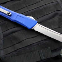 Microtech Combat Troodon Gen III OTF Knife- Tanto Edge- Navy Blue Handle- Stonewash Full Serrated Blade 1144-12 NA Gen III 2024