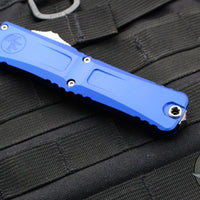 Microtech Combat Troodon Gen III OTF Knife- Tanto Edge- Navy Blue Handle- Stonewash Full Serrated Blade 1144-12 NA Gen III 2024