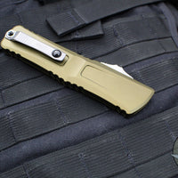 Microtech Combat Troodon Gen III OTF Knife- Tanto Edge- OD Green Handle- Stonewash Full Serrated Blade 1144-12 OD Gen III