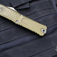 Microtech Combat Troodon Gen III OTF Knife- Tanto Edge- OD Green Handle- Stonewash Full Serrated Blade 1144-12 OD Gen III