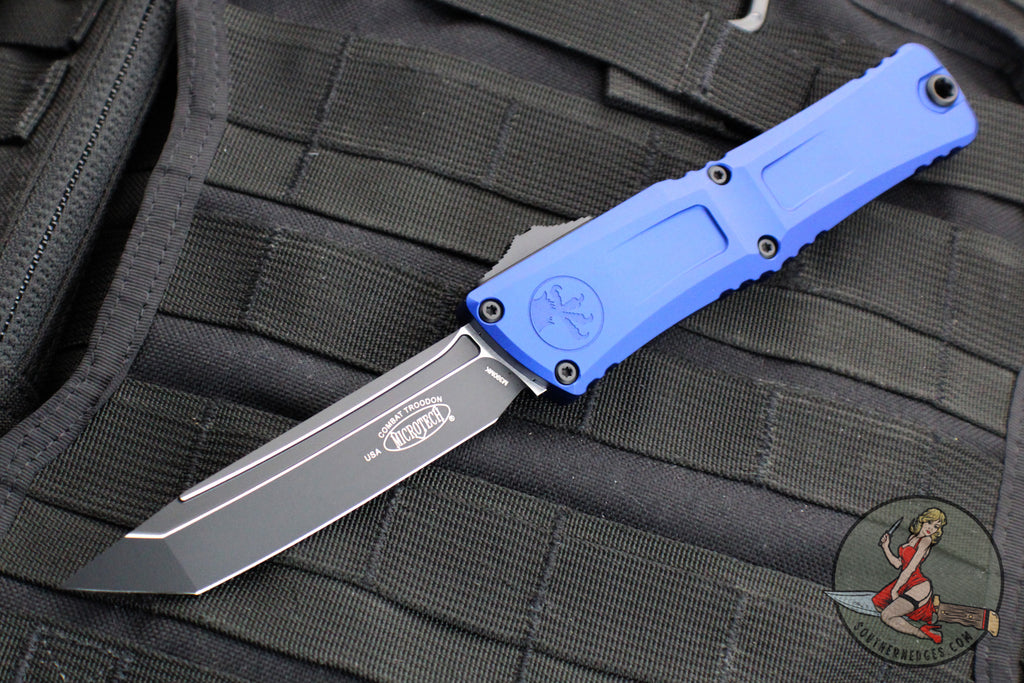 Microtech Combat Troodon Gen III OTF Knife- Tanto Edge- Navy Blue Finished Handle- Black Blade 1144-1 NA Gen III 2024